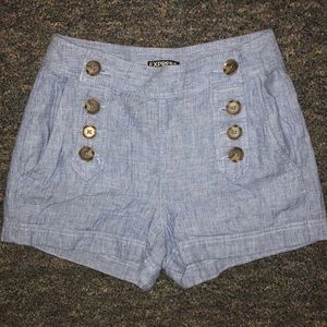 Express button up high waisted shorts